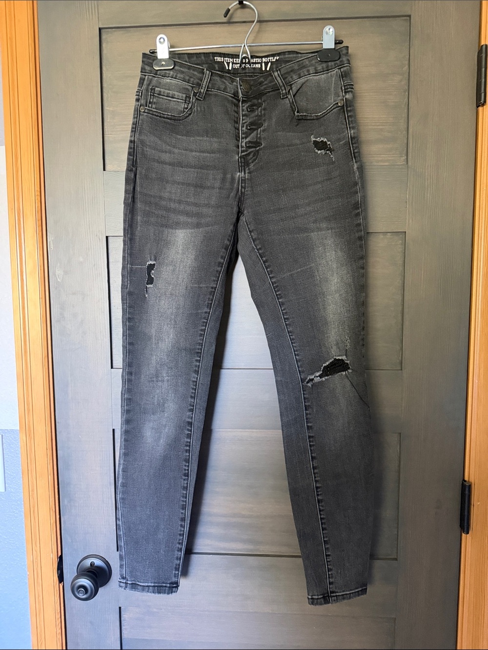 Grace & Lace Black Distressed High-Rise Skinny Jeans